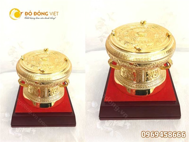 Giá bán trống đồng mạ vàng 24k, trống đồng lưu niệm mạ vàng giá rẻ chất lượng